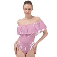 Elements Scribble Wiggly Lines Off Shoulder Velour Bodysuit  by Cemarart