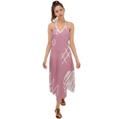 Elements Scribble Wiggly Lines Halter Tie Back Dress  by Cemarart