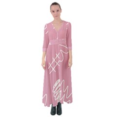 Elements Scribble Wiggly Lines Button Up Maxi Dress by Cemarart