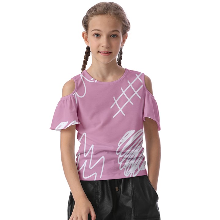 Elements Scribble Wiggly Lines Kids  Butterfly Cutout T-Shirt