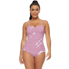 Elements Scribble Wiggly Lines Retro Full Coverage Swimsuit by Cemarart