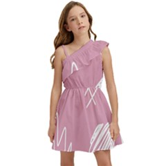 Elements Scribble Wiggly Lines Kids  One Shoulder Party Dress by Cemarart