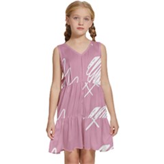 Elements Scribble Wiggly Lines Kids  Sleeveless Tiered Mini Dress by Cemarart