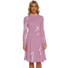 Elements Scribble Wiggly Lines Long Sleeve Shirt Collar A-line Dress by Cemarart