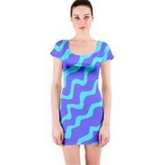 Purple Mint Turquoise Background Short Sleeve Bodycon Dress by Cemarart