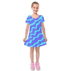 Purple Mint Turquoise Background Kids  Short Sleeve Velvet Dress