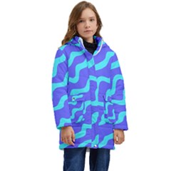 Purple Mint Turquoise Background Kids  Hooded Longline Puffer Jacket by Cemarart