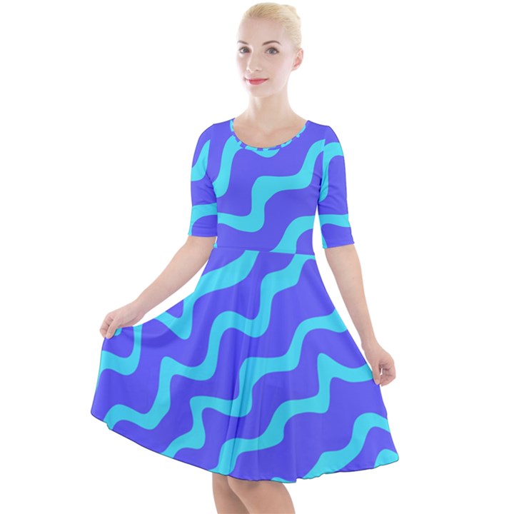 Purple Mint Turquoise Background Quarter Sleeve A-Line Dress