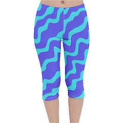 Purple Mint Turquoise Background Velvet Capri Leggings  by Cemarart