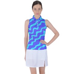 Purple Mint Turquoise Background Women s Sleeveless Polo T-shirt by Cemarart