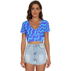 Purple Mint Turquoise Background V-neck Crop Top by Cemarart