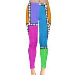 Shapes Texture Colorful Cartoon Everyday Leggings  by Cemarart