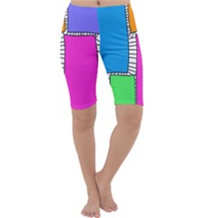 Shapes Texture Colorful Cartoon Cropped Leggings  by Cemarart