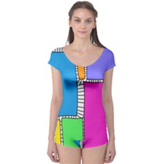 Shapes Texture Colorful Cartoon Boyleg Leotard  by Cemarart