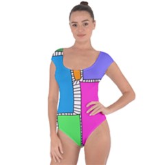 Shapes Texture Colorful Cartoon Short Sleeve Leotard  by Cemarart