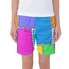 Shapes Texture Colorful Cartoon Women s Basketball Shorts by Cemarart