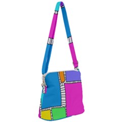 Shapes Texture Colorful Cartoon Zipper Messenger Bag by Cemarart