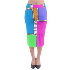 Shapes Texture Colorful Cartoon Midi Pencil Skirt by Cemarart