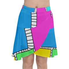 Shapes Texture Colorful Cartoon Chiffon Wrap Front Skirt by Cemarart