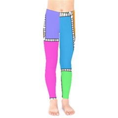 Shapes Texture Colorful Cartoon Kids  Leggings by Cemarart