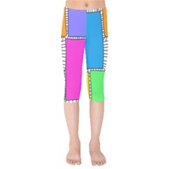 Shapes Texture Colorful Cartoon Kids  Capri Leggings  by Cemarart