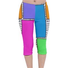 Shapes Texture Colorful Cartoon Velvet Capri Leggings  by Cemarart