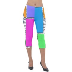 Shapes Texture Colorful Cartoon Lightweight Velour Capri Leggings  by Cemarart