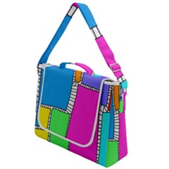 Shapes Texture Colorful Cartoon Box Up Messenger Bag by Cemarart