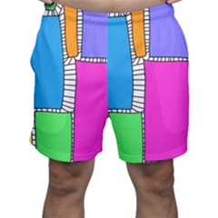 Shapes Texture Colorful Cartoon Men s Shorts by Cemarart