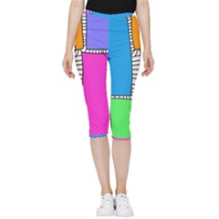 Shapes Texture Colorful Cartoon Inside Out Lightweight Velour Capri Leggings  by Cemarart