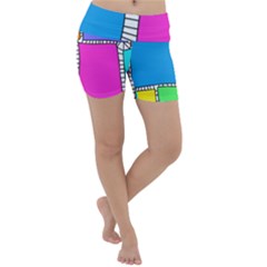 Shapes Texture Colorful Cartoon Lightweight Velour Yoga Shorts by Cemarart