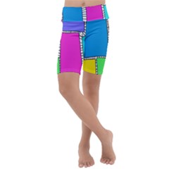 Shapes Texture Colorful Cartoon Kids  Lightweight Velour Cropped Yoga Leggings by Cemarart