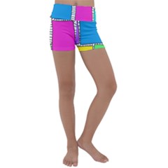 Shapes Texture Colorful Cartoon Kids  Lightweight Velour Yoga Shorts by Cemarart