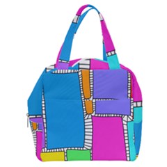 Shapes Texture Colorful Cartoon Boxy Hand Bag by Cemarart