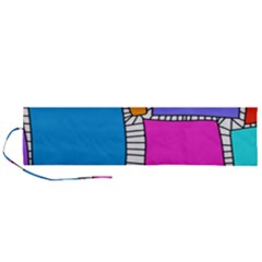 Shapes Texture Colorful Cartoon Roll Up Canvas Pencil Holder (l) by Cemarart