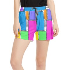 Shapes Texture Colorful Cartoon Women s Runner Shorts by Cemarart