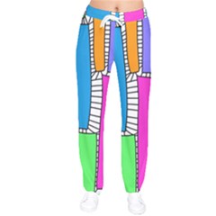 Shapes Texture Colorful Cartoon Women Velvet Drawstring Pants by Cemarart