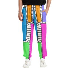 Shapes Texture Colorful Cartoon Men s Elastic Waist Pants by Cemarart