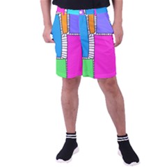 Shapes Texture Colorful Cartoon Men s Pocket Shorts by Cemarart