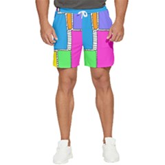 Shapes Texture Colorful Cartoon Men s Runner Shorts by Cemarart