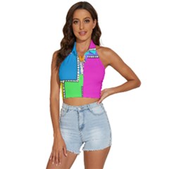 Shapes Texture Colorful Cartoon Backless Halter Cami Shirt by Cemarart