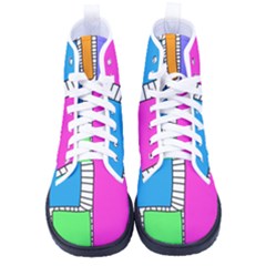 Shapes Texture Colorful Cartoon Kid s High-top Canvas Sneakers by Cemarart