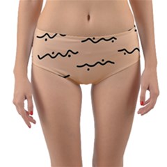 Lines Dots Pattern Abstract Reversible Mid-waist Bikini Bottoms by Cemarart