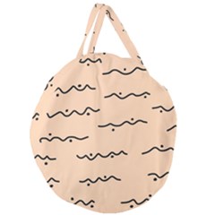 Lines Dots Pattern Abstract Giant Round Zipper Tote by Cemarart