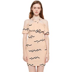 Lines Dots Pattern Abstract Shoulder Frill Bodycon Summer Dress by Cemarart