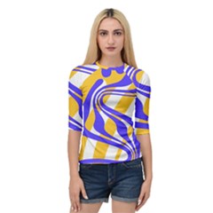 Print Pattern Warp Lines Quarter Sleeve Raglan T-Shirt