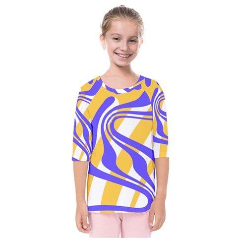 Print Pattern Warp Lines Kids  Quarter Sleeve Raglan T-shirt by Cemarart