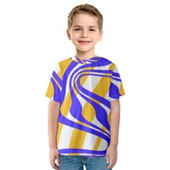 Print Pattern Warp Lines Kids  Sport Mesh T-Shirt