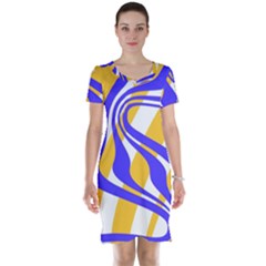 Print Pattern Warp Lines Short Sleeve Nightdress