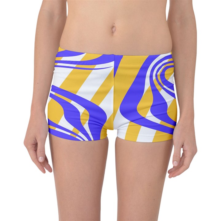 Print Pattern Warp Lines Boyleg Bikini Bottoms